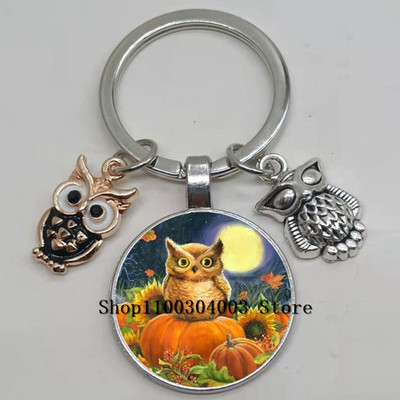 Armas võluv emailiga öökull võtmehoidja kumer klaasist öökull võtmehoidja naiste meeste autokoti tarvikud