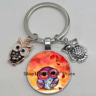 Armas võluv emailiga öökull võtmehoidja kumer klaasist öökull võtmehoidja naiste meeste autokoti tarvikud