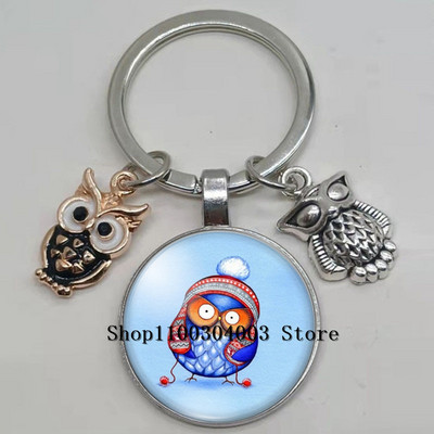 Armas võluv emailiga öökull võtmehoidja kumer klaasist öökull võtmehoidja naiste meeste autokoti tarvikud