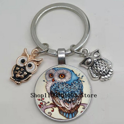 Armas võluv emailiga öökull võtmehoidja kumer klaasist öökull võtmehoidja naiste meeste autokoti tarvikud