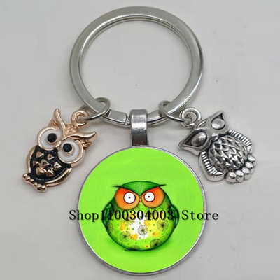 Armas võluv emailiga öökull võtmehoidja kumer klaasist öökull võtmehoidja naiste meeste autokoti tarvikud