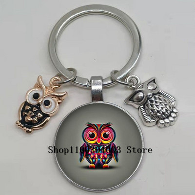 Armas võluv emailiga öökull võtmehoidja kumer klaasist öökull võtmehoidja naiste meeste autokoti tarvikud