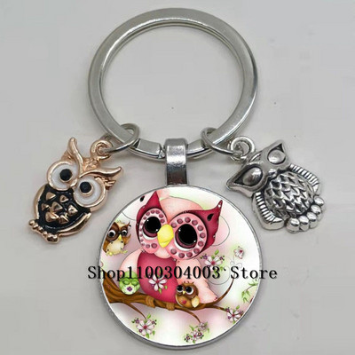 Armas võluv emailiga öökull võtmehoidja kumer klaasist öökull võtmehoidja naiste meeste autokoti tarvikud