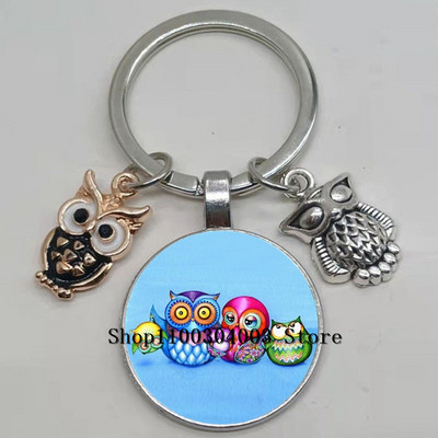 Armas võluv emailiga öökull võtmehoidja kumer klaasist öökull võtmehoidja naiste meeste autokoti tarvikud