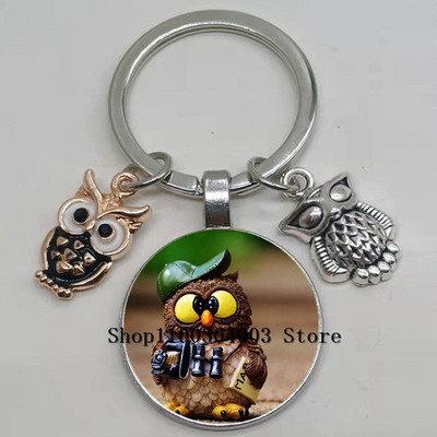 Armas võluv emailiga öökull võtmehoidja kumer klaasist öökull võtmehoidja naiste meeste autokoti tarvikud