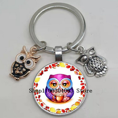 Armas võluv emailiga öökull võtmehoidja kumer klaasist öökull võtmehoidja naiste meeste autokoti tarvikud