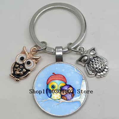 Armas võluv emailiga öökull võtmehoidja kumer klaasist öökull võtmehoidja naiste meeste autokoti tarvikud