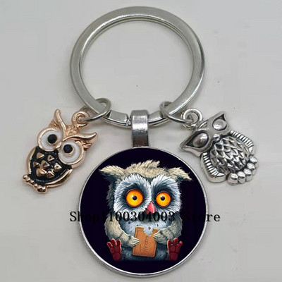 Armas võluv emailiga öökull võtmehoidja kumer klaasist öökull võtmehoidja naiste meeste autokoti tarvikud