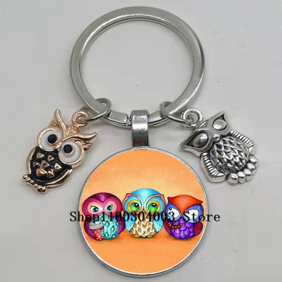 Armas võluv emailiga öökull võtmehoidja kumer klaasist öökull võtmehoidja naiste meeste autokoti tarvikud