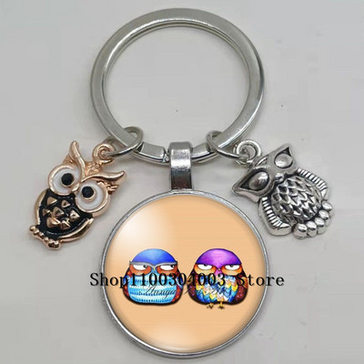 Armas võluv emailiga öökull võtmehoidja kumer klaasist öökull võtmehoidja naiste meeste autokoti tarvikud