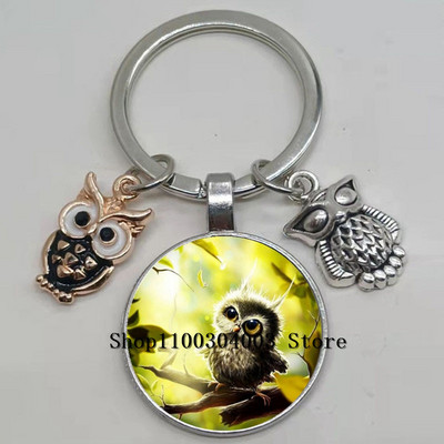 Armas võluv emailiga öökull võtmehoidja kumer klaasist öökull võtmehoidja naiste meeste autokoti tarvikud