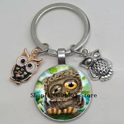 Armas võluv emailiga öökull võtmehoidja kumer klaasist öökull võtmehoidja naiste meeste autokoti tarvikud