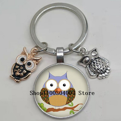 Armas võluv emailiga öökull võtmehoidja kumer klaasist öökull võtmehoidja naiste meeste autokoti tarvikud