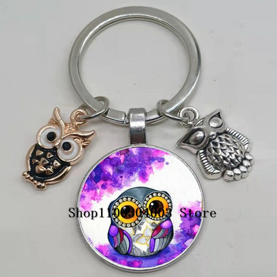 Armas võluv emailiga öökull võtmehoidja kumer klaasist öökull võtmehoidja naiste meeste autokoti tarvikud