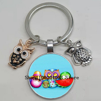 Armas võluv emailiga öökull võtmehoidja kumer klaasist öökull võtmehoidja naiste meeste autokoti tarvikud