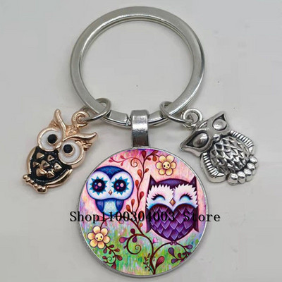 Armas võluv emailiga öökull võtmehoidja kumer klaasist öökull võtmehoidja naiste meeste autokoti tarvikud