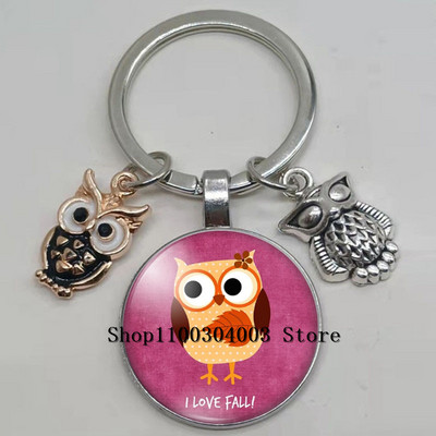 Armas võluv emailiga öökull võtmehoidja kumer klaasist öökull võtmehoidja naiste meeste autokoti tarvikud