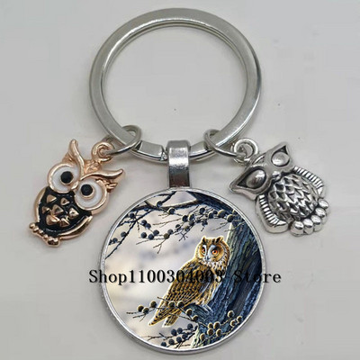 Armas võluv emailiga öökull võtmehoidja kumer klaasist öökull võtmehoidja naiste meeste autokoti tarvikud