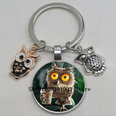 Armas võluv emailiga öökull võtmehoidja kumer klaasist öökull võtmehoidja naiste meeste autokoti tarvikud