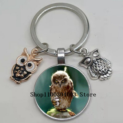 Armas võluv emailiga öökull võtmehoidja kumer klaasist öökull võtmehoidja naiste meeste autokoti tarvikud