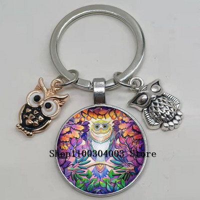 Armas võluv emailiga öökull võtmehoidja kumer klaasist öökull võtmehoidja naiste meeste autokoti tarvikud