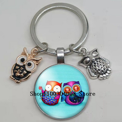 Armas võluv emailiga öökull võtmehoidja kumer klaasist öökull võtmehoidja naiste meeste autokoti tarvikud