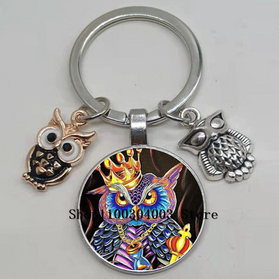 Armas võluv emailiga öökull võtmehoidja kumer klaasist öökull võtmehoidja naiste meeste autokoti tarvikud