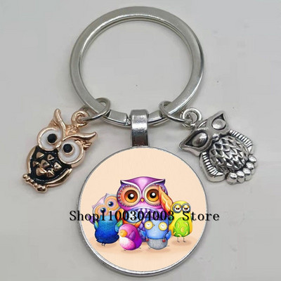 Armas võluv emailiga öökull võtmehoidja kumer klaasist öökull võtmehoidja naiste meeste autokoti tarvikud