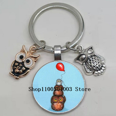 Armas võluv emailiga öökull võtmehoidja kumer klaasist öökull võtmehoidja naiste meeste autokoti tarvikud