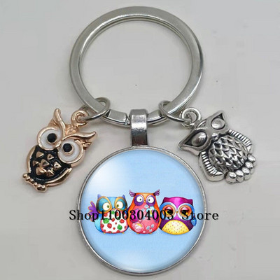 Armas võluv emailiga öökull võtmehoidja kumer klaasist öökull võtmehoidja naiste meeste autokoti tarvikud