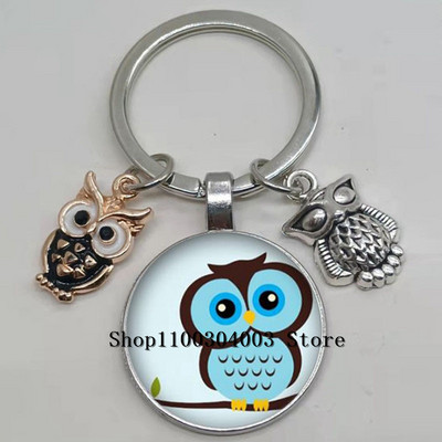 Armas võluv emailiga öökull võtmehoidja kumer klaasist öökull võtmehoidja naiste meeste autokoti tarvikud