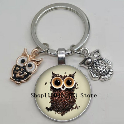 Armas võluv emailiga öökull võtmehoidja kumer klaasist öökull võtmehoidja naiste meeste autokoti tarvikud