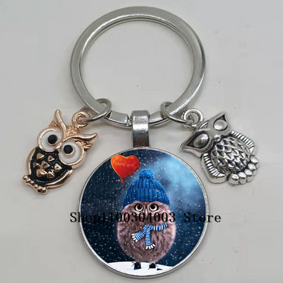 Armas võluv emailiga öökull võtmehoidja kumer klaasist öökull võtmehoidja naiste meeste autokoti tarvikud