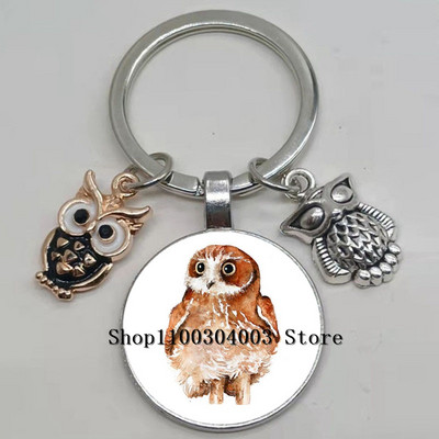 Armas võluv emailiga öökull võtmehoidja kumer klaasist öökull võtmehoidja naiste meeste autokoti tarvikud