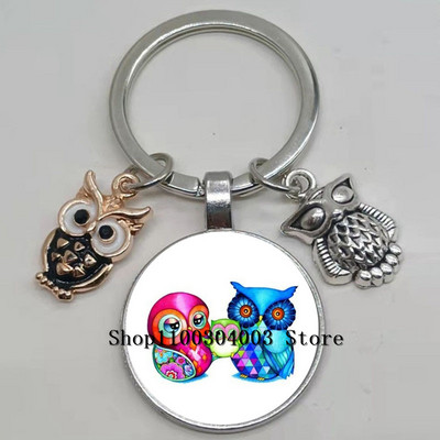 Armas võluv emailiga öökull võtmehoidja kumer klaasist öökull võtmehoidja naiste meeste autokoti tarvikud