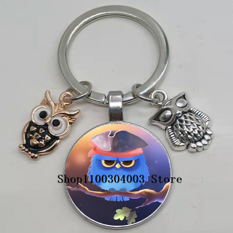 Armas võluv emailiga öökull võtmehoidja kumer klaasist öökull võtmehoidja naiste meeste autokoti tarvikud