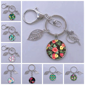 Πράσινα Τροπικά Φύλλα Γυάλινο Κρεμαστό Μπρελόκ Τροπικά Πράσινα Φυτά Φύλλα Γυαλί Cabochon Μπρελόκ Bird Hollow Leaves Μπρελόκ