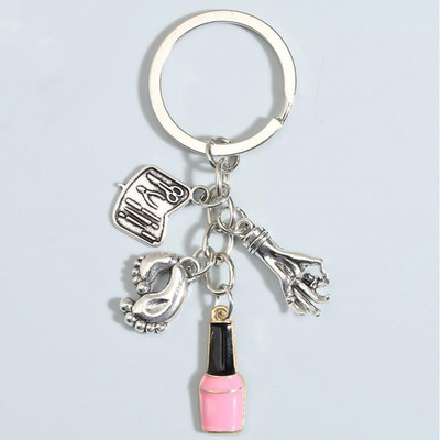 Metalo emalio raktų pakabukas žirklės įrankių dėžutė Manikiūras Raktų pakabukas Nagai Grožis Raktų pakabukai Moterims Merginoms Pasidaryk pats rankų darbo papuošalai Dovanos
