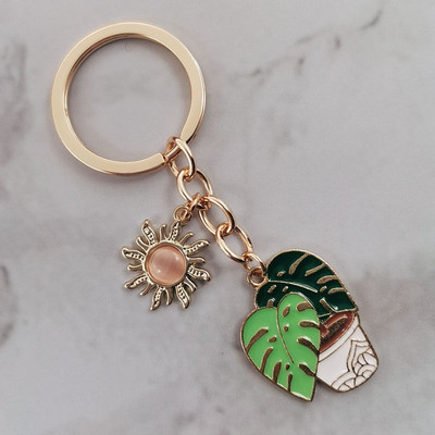 Mielas emalinis raktų pakabukas Saulė Rainbow Debesis Kaktusas Raktų Pakabukas Augalų Raktų Pakabukai Moterims Vyriškos Rankinės Priedai „Pasidaryk pats“ papuošalai Dovanos