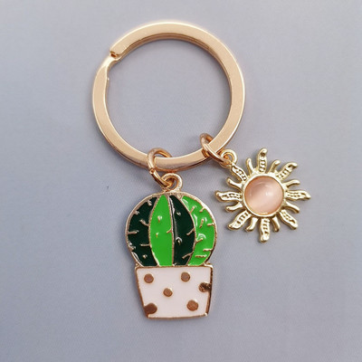 Mielas emalinis raktų pakabukas Saulė Rainbow Debesis Kaktusas Raktų Pakabukas Augalų Raktų Pakabukai Moterims Vyriškos Rankinės Priedai „Pasidaryk pats“ papuošalai Dovanos