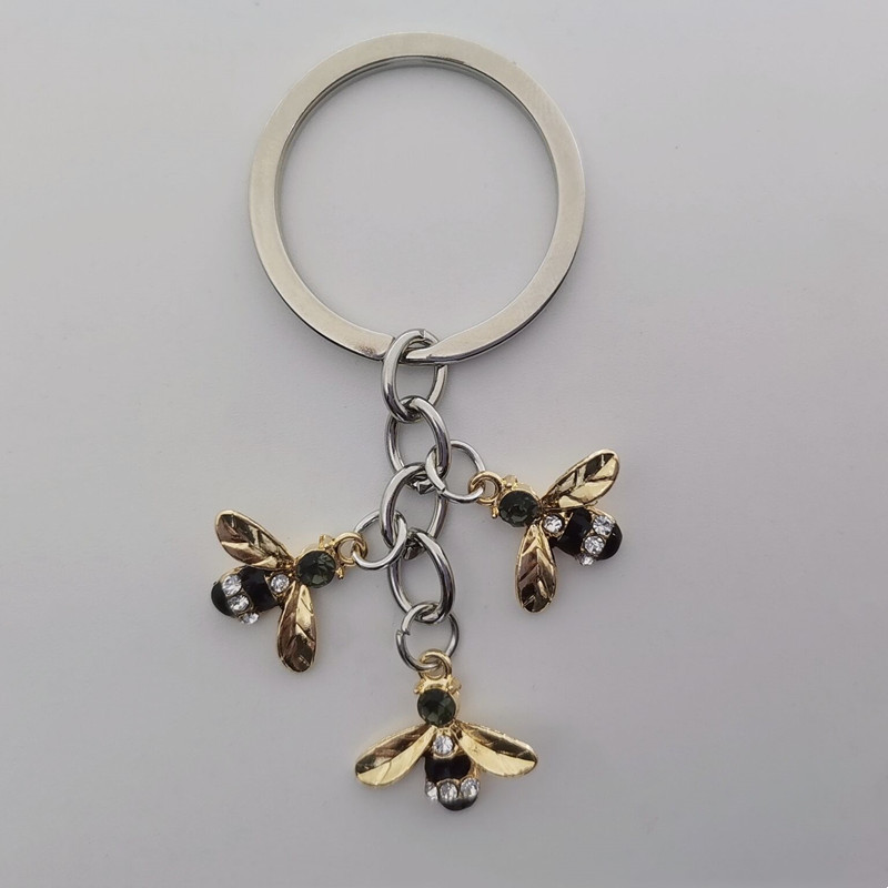 Uus/armas putukaemailist mesilase võtmehoidja mood geomeetriline kärgstruktuuri mesilane 3D prinditud klaaskupliga võtmehoidja kimalaseornament