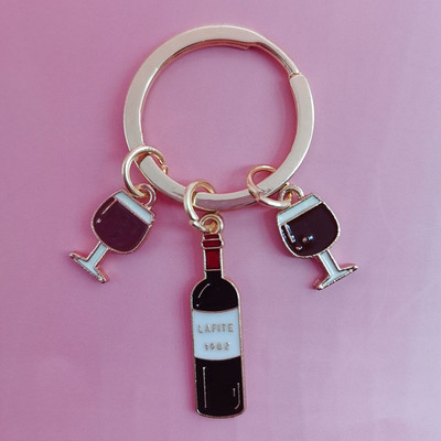 Emalio raktų pakabukas Alus Raktų pakabukas Alaus puodelis Raudonojo vyno Raktų pakabukas Suvenyras Dovana Moterims Vyrams Rankinės aksesuarai Automobilio pakabinami papuošalai