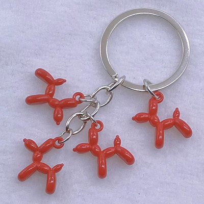 Nová módna kľúčenka Čierna Biela Modrá Červená Žltá Balón Pes Pudel Zvierací Pes Prívesok Kľúčenka od auta