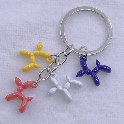 Nová módna kľúčenka Čierna Biela Modrá Červená Žltá Balón Pes Pudel Zvierací Pes Prívesok Kľúčenka od auta