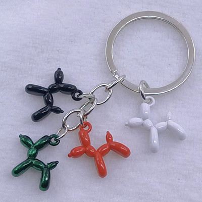 Nová módna kľúčenka Čierna Biela Modrá Červená Žltá Balón Pes Pudel Zvierací Pes Prívesok Kľúčenka od auta