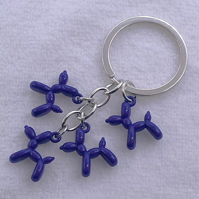 Nová módna kľúčenka Čierna Biela Modrá Červená Žltá Balón Pes Pudel Zvierací Pes Prívesok Kľúčenka od auta