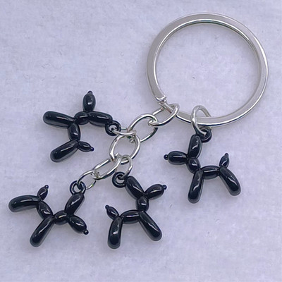 Nová módna kľúčenka Čierna Biela Modrá Červená Žltá Balón Pes Pudel Zvierací Pes Prívesok Kľúčenka od auta