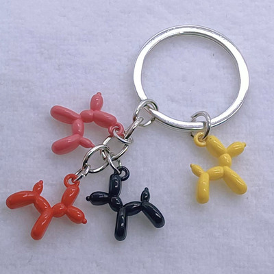 Nová módna kľúčenka Čierna Biela Modrá Červená Žltá Balón Pes Pudel Zvierací Pes Prívesok Kľúčenka od auta