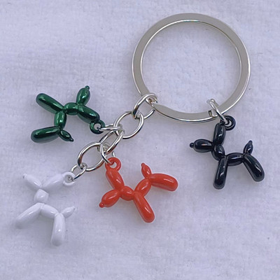 Nová módna kľúčenka Čierna Biela Modrá Červená Žltá Balón Pes Pudel Zvierací Pes Prívesok Kľúčenka od auta