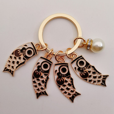 Emailist karpkala Lucky Fish metallist võtmehoidja Punane Sinine Roheline Must Poiss Tüdruk Paari Ripats Kott Auto Võtmerõngas Pael Paela aksessuaar Kingitus